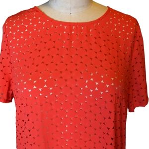 Banana Republic Sheer Polka Dot Orange Short Sleeve Blouse Women's Size Medium